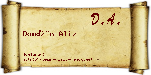 Domán Aliz névjegykártya